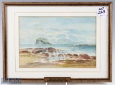 R H (monogram) - The Bass Rock from North Berwick Golf Links