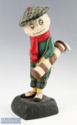 Dunlop Caddy advertising golf figure appears with signs of restoration on naturalistic splayed base,