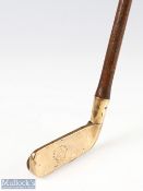 Scarce R Brougham's patent 'Clubs are Trumps' brass putter with interesting semi-circular back and
