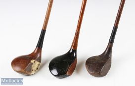 3x Various Golf woods - featuring Cann & Taylor JH Taylor autograph with face insert and full