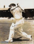Sir Donald Bradman (1908-2001) Autographed Cricket Display in black and white Bradman in action pose