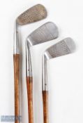 3x good rustless golfing irons to include MacDonald Smith Signature No. 1 Iron stamped with the