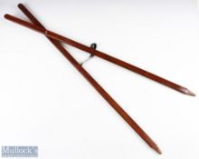 Period mahogany Folding Golf Bag Stand/Rack, with a leather strap - has had some more modern