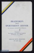 1938-1939 England & Yorkshire Cricket Team Signed Bradford Sportsmen's Dinner Menu held at the