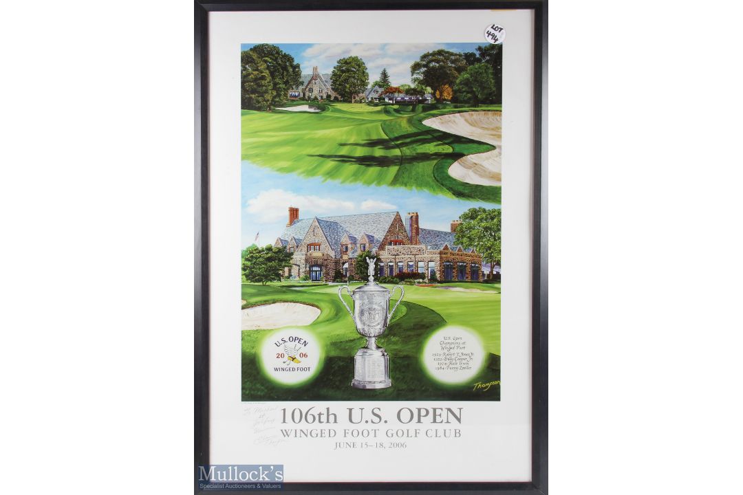 2006 US Open Winged Foot Poster, signed by artist Elaine Thompson with a dedication to Michael,