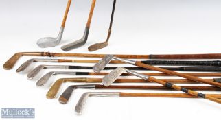 12x Various Golf irons and putters - featuring Braid-Mills medium alloy putter, The Bogee Putter