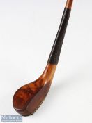 R Forgan POWF transitional scare neck brassie with central lead back weight, full length brass