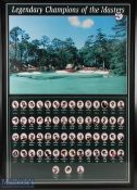 1934-1995 legendary Champions of the Masters, framed poster from 1934 Harran Smith to 1995 Ben