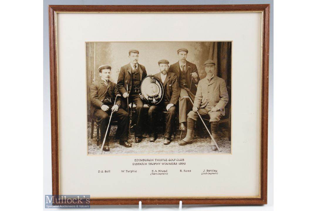 1896 Edinburgh Thistle Golf Club Team photograph - winners of "Dispatch Trophy" complete with