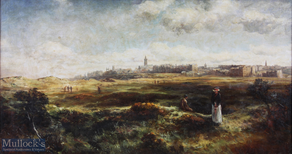 J G H Spindler (Exh.1880-1907) RA & RSA, titled "St Andrews 1898" giclee on canvass signed Jas G H - Image 2 of 2