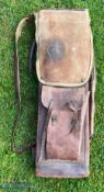 Period Leather Oblong Golf Bag, with sections for 12 clubs, in need of some repair, the hoods zip is