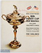 1965 Ryder Cup Signed Golf Programme played at Royal Birkdale Golf Club - signed by members of
