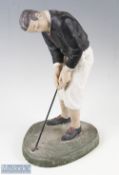 Austin Productions 'On the Green' large Golfer Sculpture hand signed by T DeGroot (1983) - 36cm tall