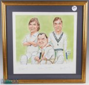 Kent Cricket Autographed Limited Edition Print featuring Chris Cowdrey, Colin Cowdrey and Graham
