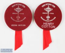 2x Rare 1981 Official Ryder Cup Season Holders Official Badges - one for Henry Cotton and the