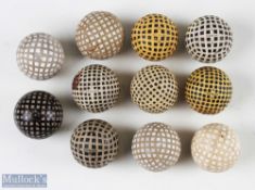 11 various rubber core used square mesh and dimple golf balls to include Dunlop Square mesh,