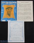 Sir Donald Bradman 1930s Sheet Music 'Our Don Bradman' - a snappy foxtrot song by Jack O'Hagan, with