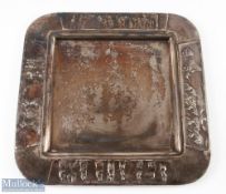 .800 grade silver square tray with Egyptian and Arabic designs, figural scene design to edges with