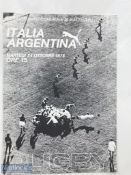 Another rarely seen 1978 Italy v Argentina Rugby Programme: From match played at Padova's Stadio