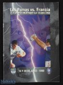 Rare Argentina v France 1998 Rugby Programme: From 2nd Test played in Buenos Aires. VG