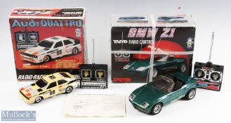 Taiyo Audi Quattro Radio Racer Battery Operated Car white plastic has turned tan colour over time,