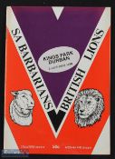 AMENDED - 1980 British & I Lions to SA Rugby Programme: A5, SA Barbarians v the Lions, who won 25-14