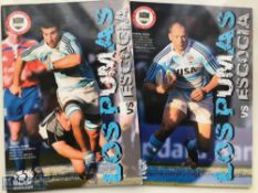 Scarce 2010 Scotland to Argentina Rugby Programmes (2): Both test match programmes. VG