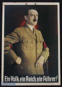 Adolf Hitler - Third Reich - Period Wall Calendar lithographic print on card stamped to the