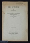 Literature - T S Eliot - Milton by T S Eliot, Annual Lecture on a Master Mind given to the Henriette