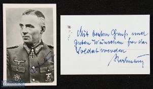 WWII - Autograph - Carl Rodenburg (1894-1992) Signed Photocard inscribed to the reverse with