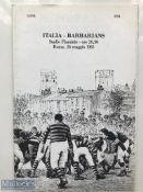 Scarce Italy v the Barbarians Rugby Programme: Attractive and always desirable issue from Rome's