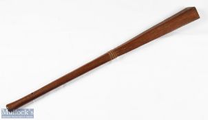 Tonga Apa Apai hardwood war club of tapered shape with 3 raised carved bands to near centre with a