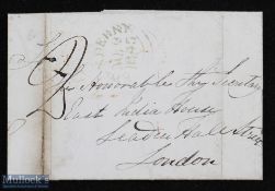 India - East India Company Stamp-Less Entire *Londenderry To-East India House London* with m/s 