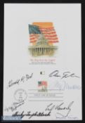 Jacqueline Kennedy, Edward Kennedy, Gerald Ford - Autographs - First day card for the American 'Flag