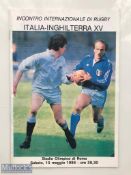 V Rare 1986 Italy v England XV Rugby Programme: Issue from the Stadio Olympico Rome. VG