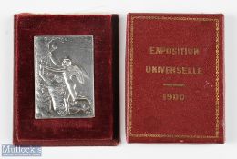 Olympic Games & Paris Exposition 1900 plaque - Obverse: Youth taking hold of flaming torch, reverse: