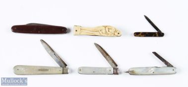 William IV silver mother of pearl handled fruit knife, blade hallmarked 1830 with engraved