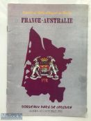 1993 France v Australia Rugby Programme: From the match played at Bordeaux. VG