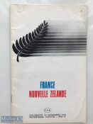 1967 France v New Zealand Rugby Programme: From game played at Stade Colombes, Paris. G/VG