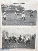 Very scarce Pair of French Rugby Postcards (2): 'Chocolate Lombard' rugby action postcards featuring