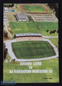 1980 British & I Lions Rugby Programme: SA Federation Invitation XV v British Lions Rugby Programme: