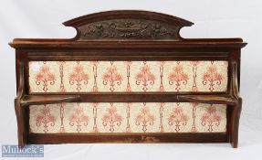 Art Nouveau Tiled Washstand Splash Back, with 12 good art nouveau tiles in good condition, overall