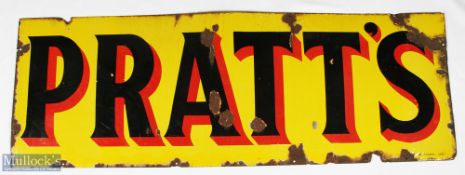 Advertising Enamel Sign - Pratts, a large motor oil sign single sided enamel with wear - signs is #