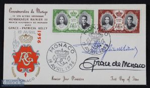 Princess Grace Of Monaco - Autograph first day cover dated 1956, celebrating the marriage of