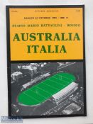 Very rare 1983 Italy v Australia Rugby programme: From the game played at Rovigo, striking. VG