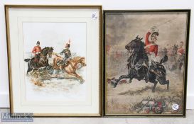 1815 Charge of 1st Lifeguards at Waterloo June 18th 1815, Print in a period frame - size #48cm x