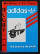 Rare 1980 British & I Lions Rugby Programme: Large SA Country Districts XV v the Lions issue, the