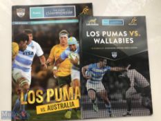 Hard to find 2012/2017 Argentina v Australia Rugby Programmes (2): Played in the Rugby Championship.
