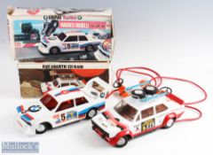 Two Reel large scale Remote Controlled Boxed Cars inc Fiat Abarth 131 Raid with white and ed body