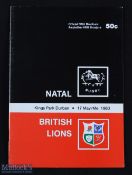 1980 British & I Lions Rugby Programme: Natal v the Lions, A5, the tourists won the match 21-15 at